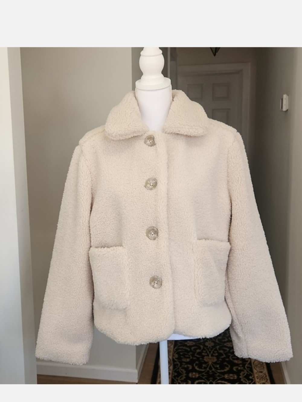 Mark Edwards Studio Cream Teddy Jacket - Soft Sherpa Coat - Size L